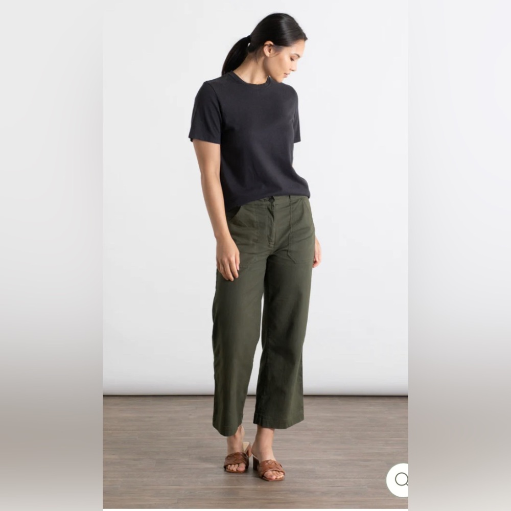 Bridge & Burn Gladstone Olive high-waisted cropped wide leg pants NWT size 31